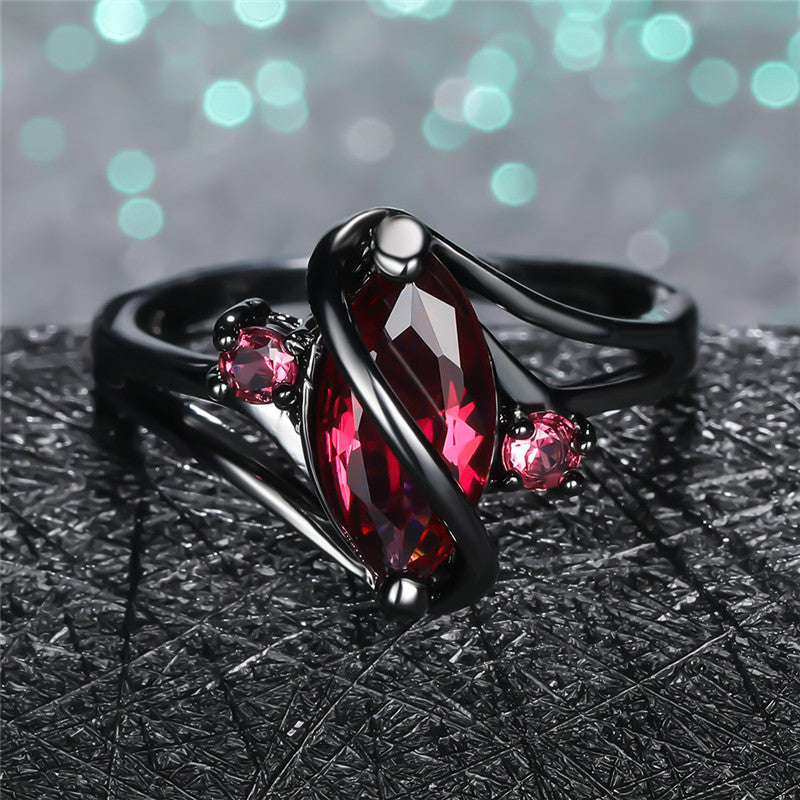 Crystal Ring 14k Black Gold